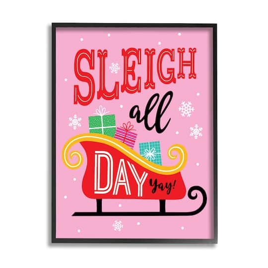 Stupell Industries Sleigh All Day Bold Gift Sled Framed Giclee Art